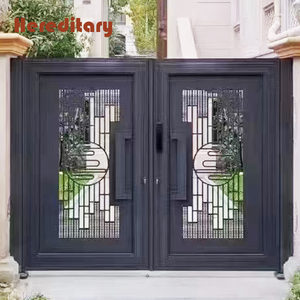 Porte coulissante en porte-à-faux en aluminium Maison moderne Conception de double porte d'entrée Villa Conceptions de porte battante en aluminium - Product Image 4