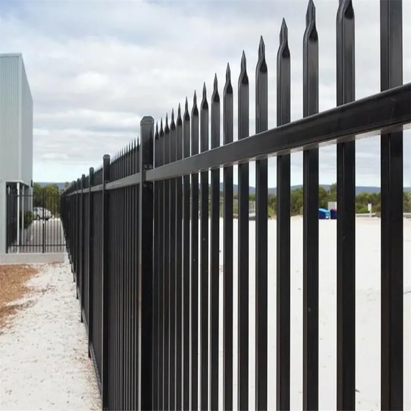 スチールピケットフェンスの販売簡単に組み立てられる鉄屋外ブラック6フィートX8フィート亜鉛ガーデンスチールスクエアチューブフェンスデザインスチールフェンス