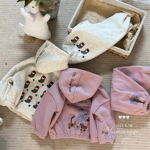 Tongxingyuan Girls Autumn Winter Outfit Cotton Thickening Cartoon <b>Bear</b> Two Piece Set Casual Kids Clothes Set - Product Image 4