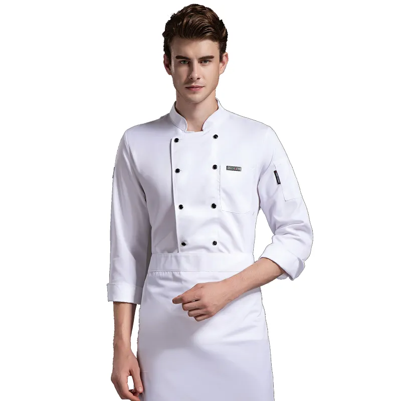 Uniforme uniforme do chef serviço do oem fonte de fábrica sarja tecido botões uniforme do chef