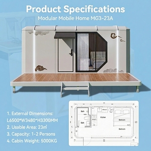 Casa Cápsula Móvil con Ventanas Panorámicas, Estilo Cabaña Apple, Completamente Equipada e Inteligente, Casa Prefabricada Totalmente Amueblada <span class=keywords><strong>para</strong></span> <span class=keywords><strong>Alquiler</strong></span> en Resorts Ecológicos - Product Image 2