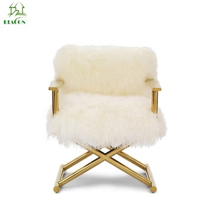 Estilo nórdico de oro de acero inoxidable de piel blanco <span class=keywords><strong>Silla</strong></span> de acento para sala - Product Image 3
