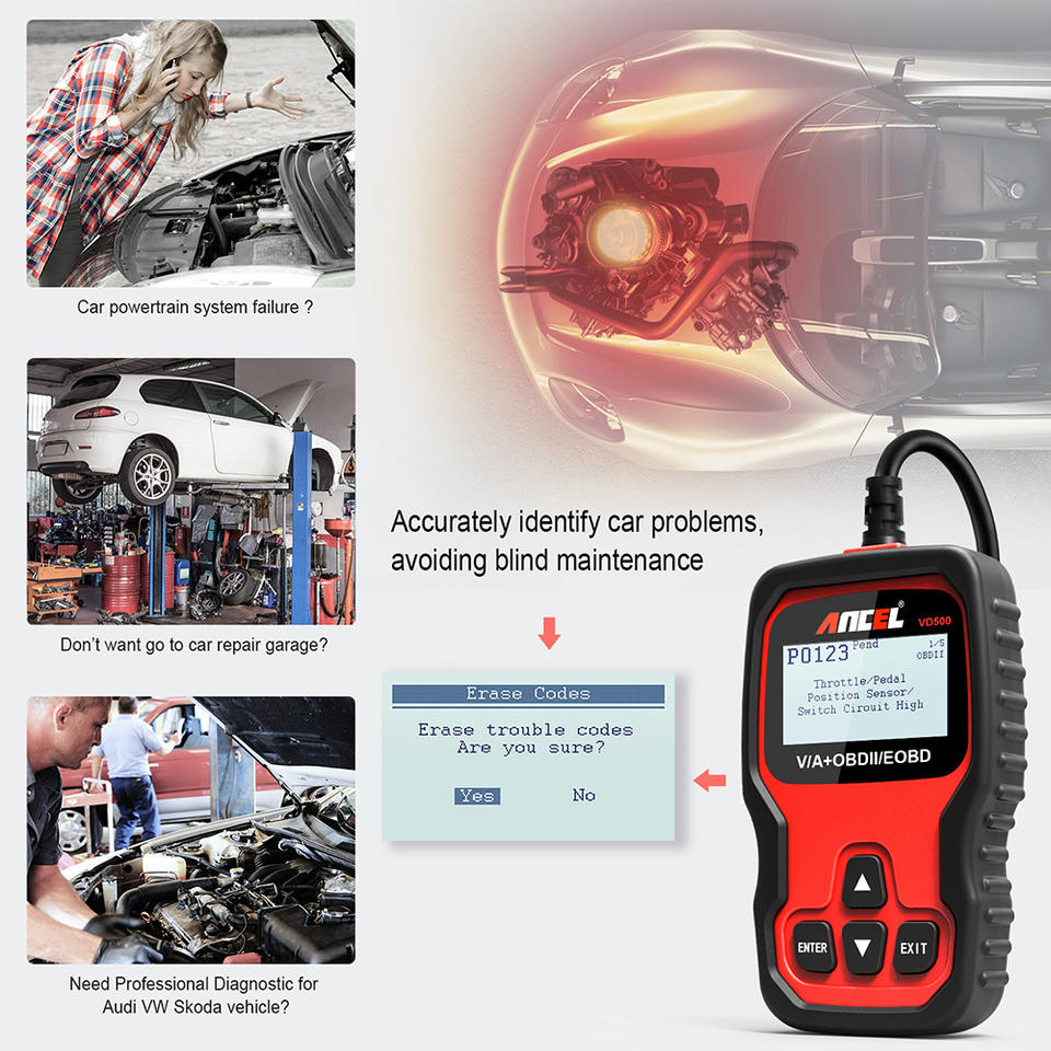 Main Code Languages Ancel Vd500 Multi-language 3 Reset Functions Full-system Diagnoses ...
