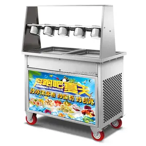 Diskon besar desain baru panci ganda mesin es krim goreng dengan Freezer
