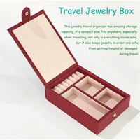Petite boîte à bijoux pour femmes et filles, étui à bijoux de voyage en cuir PU, organiseur de bijoux portable pour bagues, boucles d'oreilles, colliers