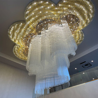 Lustre en cristal de verre surdimensionné à motif floral, luminaire LED sur mesure pour hall d'hôtel et projets commerciaux