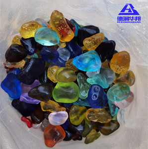 Blocs de verre décoratifs bleu marine pour aquarium, pierres de paysagisme avec galets de plusieurs couleurs, y compris le doré - Product Image 5
