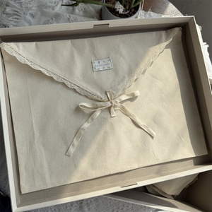 Chuanghua Customized Natural Color Lace Edge Cotton Canvas <b>Envelope</b> Bag Logo Embroidered <b>Envelope</b> Bag Luxury New Style - Product Image 4