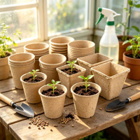 Pot Bibit dari Bubur Kertas Biodegradable, Wadah Persegi untuk Pembibitan Tanaman, Baki Perkecambahan Benih, untuk Kebun, Pembibitan, Rumah Kaca, Grosir