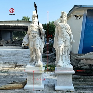 Giardino esterno statue antiche uomini soldato romano e femmina in marmo guerriero greco scultura - Product Image 5