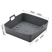 Nouveau tapis de cuisson carré en silicone et plateau pour four à friteuse à air Barbecue-Durable résistant à l'huile facile à nettoyer grande taille