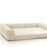L Hundebett & Sofa, Wasserdichtes Memory-Schaum Haustierbett mit Erhöhten Kanten, Rutschfester Basis, Abnehmbarem & Waschbarem Cordbezug