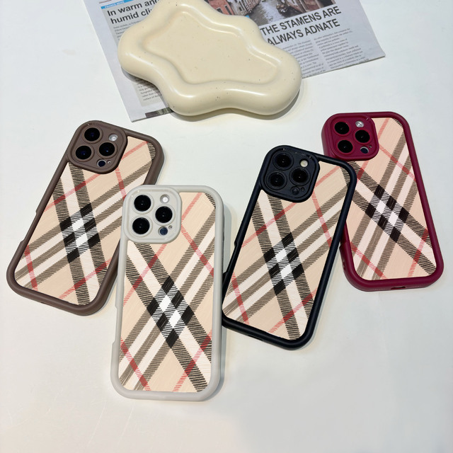 Shockproof Fashion Plaid Pattern Phone Case for iPhone 17 air 16 Pro 15 Plud Luxury Brand Inspired Protective Mobile Cover