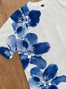 T-shirts décontractés imprimés à manches courtes pour hommes, T-shirts à motifs d'été, T-shirts floraux, T-shirts floraux blancs, personnalisables.F10 - Product Image 3