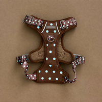 Harnais et laisse pour chien avec logo personnalisé, harnais pour chien à pois, collier réglable pour chiot, laisse anti-traction pour chien
