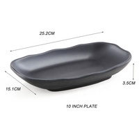 Vaisselle en mélamine pour restaurant en gros, incassable, assiette noire mate de 10 pouces