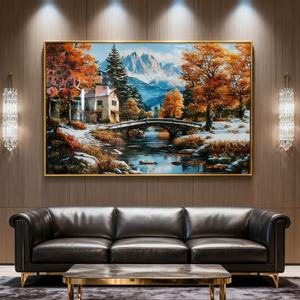 Nouvelle Peinture sur Porcelaine LED en Cristal, Décoration Personnalisée pour la Maison, Impression Européenne, Paysage Hivernal, Forêt, Campagne, Salon - Product Image 3