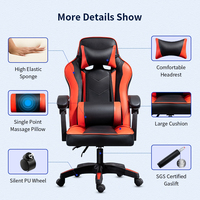Chaise de bureau pivotante de direction au design contemporain et épuré, avec accoudoirs articulés, appui-tête et coussin lombaire, idéale pour le gaming et l'ordinateur