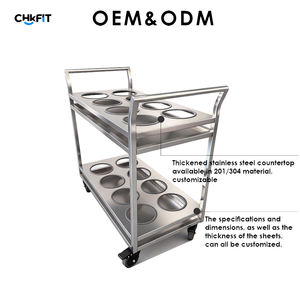 Chariot de service de restaurant à 2 niveaux CFT Custom Commercial Kitchen, facile à assembler, en acier inoxydable, certifié NSF, robuste - Product Image 3