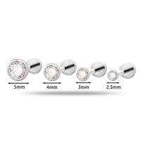 Bijoux de piercing en titane G23/F136, barbell à filetage interne en zircone de 2,5-5 mm, anneau de lèvre, plug d'oreille, clou d'oreille pour cartilage