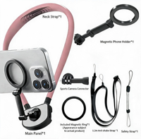 Logo/emballage personnalisés disponibles : Support magnétique pour le cou, support portable POV Vlog à dégagement rapide pour GoPro DJI Insta360 Phone
