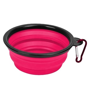Plastic Collapsible Folding Silicone Foldable <b>Pet</b> Bowl with Carabiner Clip - Product Image 1
