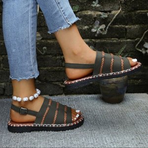 Offene, bequeme flache Sandalen K817-1 – Sommer Neuheit: Modische, vielseitige Damen-Sandalen mit geflochtenen Kreuzriemen - Product Image 4