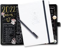 Cahier A5 à couverture rigide Bullet Dotted Journal-160 pages à grille de points 150g Papier noir-Couverture rigide en cuir PU noir 5.75 "X 8.5" et G