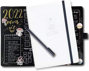 Cuaderno de Tapa Dura para Bullet Journal A5 con Puntos - 160 Páginas de Rejilla de Puntos en Papel Negro de 150g - Tapa Dura de Cuero PU Negro de 5.75" X 8.5" - Product Image 5