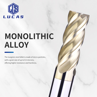 Fraise carrée Lucas Tools HRC68 en alliage tungstène-cobalt, 4 cannelures, pour usinage CNC, revêtement AlTiN, prise en charge OEM/ODM, garantie 1 an