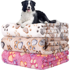 Cobijas De Perro – tapis De lit chaud en peluche pour animaux De compagnie et chats, couverture De luxe en molleton De cachemire avec imprimé patte - Product Image 5