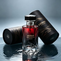 Nouvelle Bouteille de Parfum Vide en Verre Rouge Dégradé Personnalisée, Forme Ronde, avec Vaporisateur, 50ml 100ml, Emballage Cylindrique