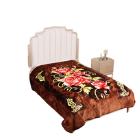 Doux et chaud Double couche moelleux fausse fourrure de vison Style coréen imprimé tricoté couette Raschel couverture polaire