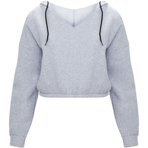 Sudaderas con capucha cortas de talla grande para mujer con logotipo personalizado bordado ropa corta de patrón sólido para adultos - Product Image 1