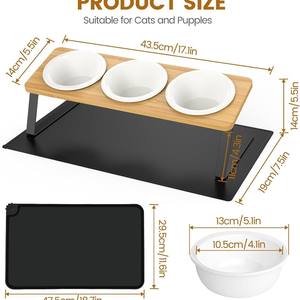 Estante de madera para tazones de mascotas para gatos y perros pequeños, mesa de comedor de animales de carga, alimentador de cuencos de comida con protector de cuello - Product Image 4