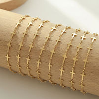 Bracelet chaîne de main en acier inoxydable avec croix, plaqué or 18 carats, design maillons, bijoux PVD tendance pour femme, vente en gros
