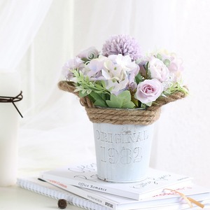 Pequeño juego de bonsái <span class=keywords><strong>Hortensia</strong></span> Rosa hierro imitación maceta plástico flor artesanía adornos para Acción de Gracias boda colgante de pared - Product Image 5