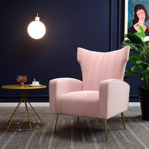 Fishtail Fleece Fabric Living Room <b>Chair</b> Pink Velvet Armchair Modern Nordic Style With <b>Gold</b> Legs For Small Apartment - Product Image 1