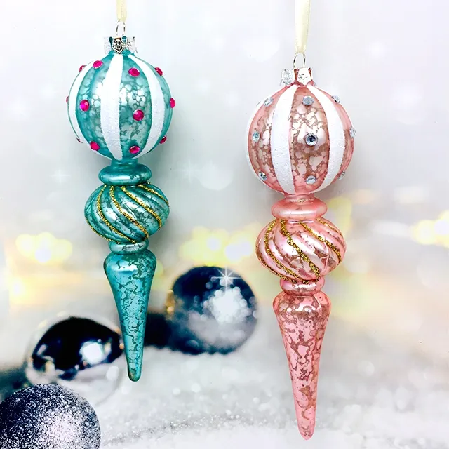 Geblazen Glas Icile Voor Kunstmatige Kerstboom Hangers Vakantie Indoor Ornamenten Cadeau Decoratie