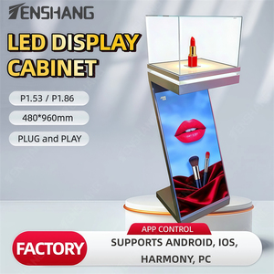 P1.53 P1.86 480x960mm 铝制APP控制独立式动态广告LED展示柜Z型LED显示屏柜带LED屏幕 - Product Image 3