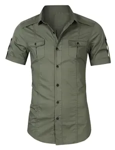 2024 Летняя мужская рубашка с коротким рукавом Хлопковая мужская рубашка для модной рубашки с карманом карго