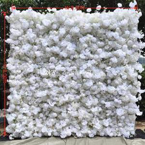 DKB personalizado de alta calidad de seda Rosa Blanca enrollar Pared de flores 3D/5d 8ft * 8ft bebé aliento flor pared telón de fondo - Product Image 1