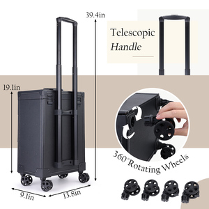 Professional Cosmetic Trolley Large Storage <b>Case</b> with Drawer <b>Makeup</b> Pouch Leather <b>Makeup</b> Rolling <b>Case</b> Manicure Storage Organizer - Product Image 5