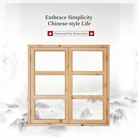 Ventana de Madera de Pino Sólido de Estilo Chino, de Doble Apertura, sin Acabado, para Decoración de Interiores, Dimensiones Personalizadas