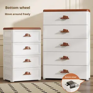 Armoire de <span class=keywords><strong>rangement</strong></span> à tiroirs écologique en plastique moulé par injection moderne épaissi pour bébé jouets vêtements salon à 5 couches - Product Image 1