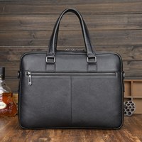 Porte-documents pour ordinateur portable en cuir véritable de vachette grainé noir, style professionnel, très vendu