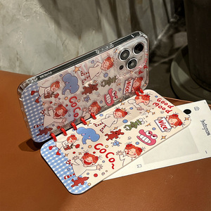 Tốt Nhất Bán Trường Máy In Dễ Thương Phim Hoạt Hình Bìa Cuộn Dây Notepad Lật Đứng Cô Gái Trường Hợp Điện Thoại Cho Iphone 16 15 14 13 12 Pro Max - Product Image 2