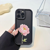 Coque de téléphone portable Dropshipping Fleurs Roses pour iPhone 16 15 17 Air Pro Max, Coque Arrière Givrée Antichoc Couleur Bonbon