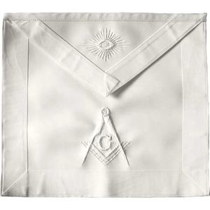 Wholesale OES Masonic Regalia Hand Embroidery Master Mason <b>Apron</b> Silver Bullion Wire Masonic White <b>Apron</b> - Product Image 2
