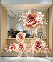 Installation de rose géante lumineuse à pétales dégradés G-005 pour salles d'exposition, scènes de mariage, décoration artistique
